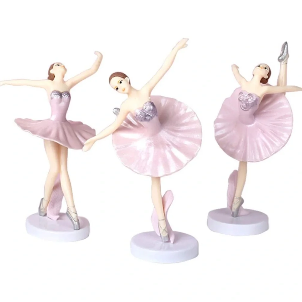 3 Piece Pink Ballerina Figurines